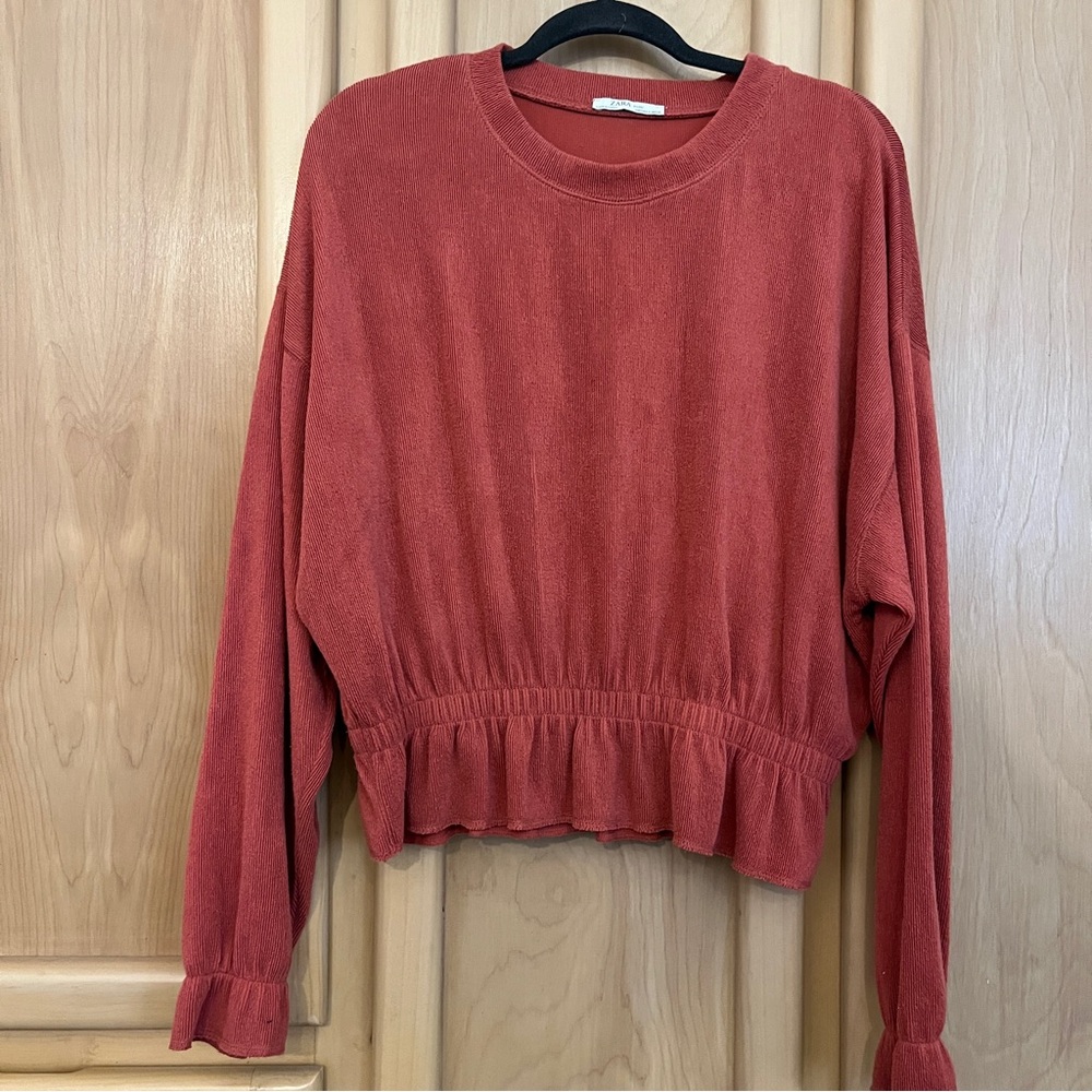 Women's Zara pink ruffle Top